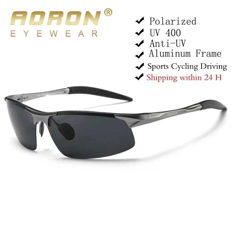 Polarized Aircraft Aluminum Driving Wrap Around Sunglasses For Men - Gun  Metal - Polarized Smoke - CI18HWQQAD3